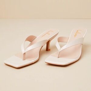 LULUS Wistery Ecru Kitten Heel Thong Sandals